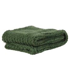 HEAVY KNITTED BLANKET OLIVE    - BLANKETS